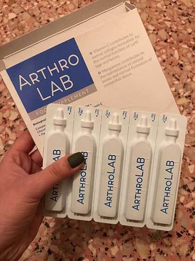 Photo of a single dose of Arthro Lab for joint repair